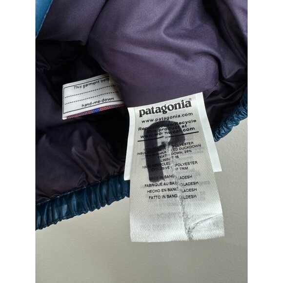 Patagonia Baby Hi-Loft Down Sweater Hoody Jacket 6-12 months Puffer Blue - Picture 5 of 5